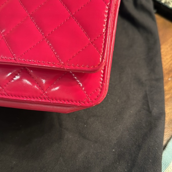 Authentic Chanel Pink Quilted Patent WOC Wallet on Chain - Picture 11 of 13